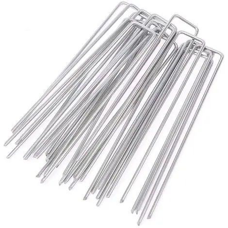 100 piquets de fixation en U acier galvanisé 150x25 mm Ø3 mm, ancrage au sol pour toile de paillage, résistants à la rouille - Dépêchez-vous