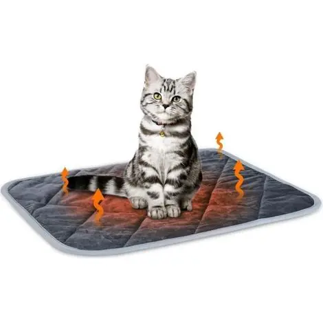 Fin de série - Coussin Auto-Chauffant pour Chat & Chien, Chat Tapis Chauffant pour Animaux Lavable Anti-dérapant, Doux Peluche Couverture Thermique, 40 50cm