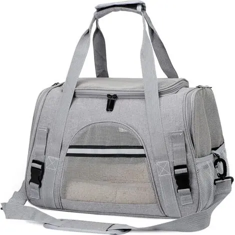 Retour facile - Sac Transport Chat, Sac Transport Chien Respirant et Pliable, Caisse de Transport Chat avec Bandoulière Réglable, Cage Transport Chat avec Matelas en Peluche Amovible