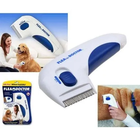 - Peigne électrique, brosse, parfait pour les poils de chat et de chien, piles anti-puces - | Remise