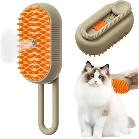 Très demandé - Brosse à vapeur 3 en 1 pour chat – peigne épilatoire avec réservoir d’eau – toilettage doux des poils