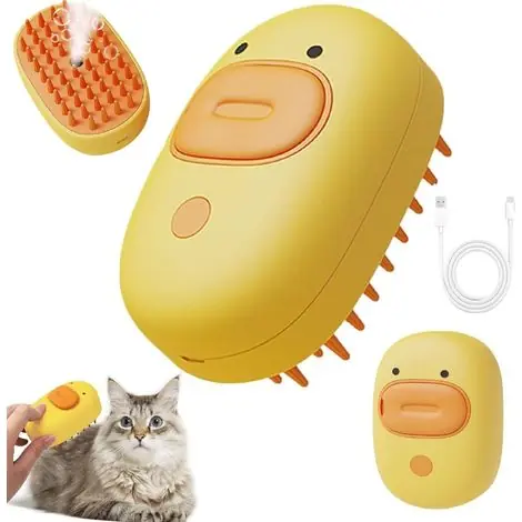 Brosse à vapeur pour chat - Brosse à vapeur pour chien - Brosse à vapeur pour chat et chien - Brosse à vapeur pour chien et chat (canard jaune) | Affaire à saisir
