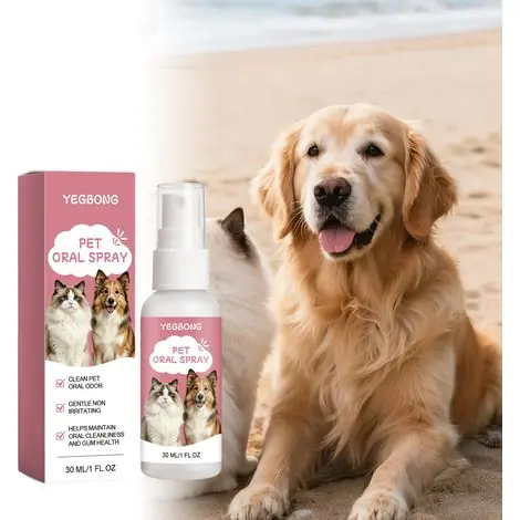 Spray buccal pour chats et chiens, rafraîchit l‘haleine, nettoie la bouche et laisse un parfum agréable – 30 ml -- DTEKGAZ | Top des ventes