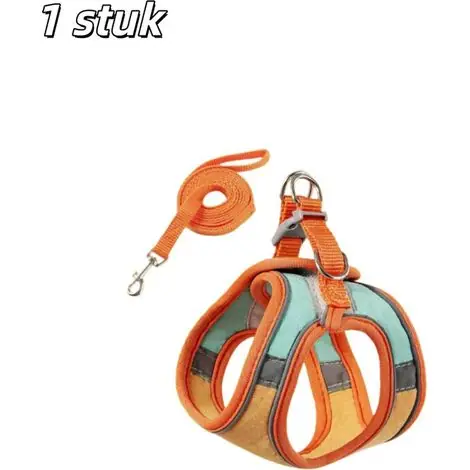 Dépêchez-vous | harnais pour chien - Câble élastique - Bande réfléchissante - Convient aux chats de toutes tailles, ainsi qu‘aux chiots et lapins - Tour de poitrine 30-36 cm, tour de cou 24-30 cm - Vert et orange