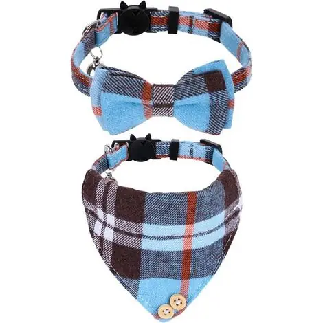 Collier pour chat, collier réglable, coton, 18-32 cm/1 cm, multicolore - Cette semaine uniquement