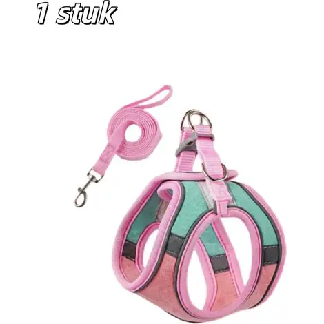 Commandez dès maintenant - Harnais pour chien (1 pièce) - Câble élastique - Bande réfléchissante - Convient aux chats de toutes tailles, aux chiots et aux lapins - Tour de poitrine 30-36 cm, tour de cou 24-30 cm - Vert et r