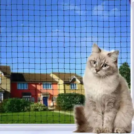 Direct usine | Filet de protection pour chat de balcon- résistant-anti-morsures-anti-âge-pour balcon et fenêtre (noir) 4 x 3 mètres