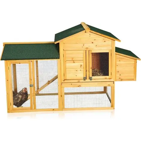 Melko – Poulailler 4-6 poules 168x75x103 cm – En bois traité résistant aux intempéries – Accès facile par toit amovible – Tiroir amovible pour nettoyage rapide | Prix cassé