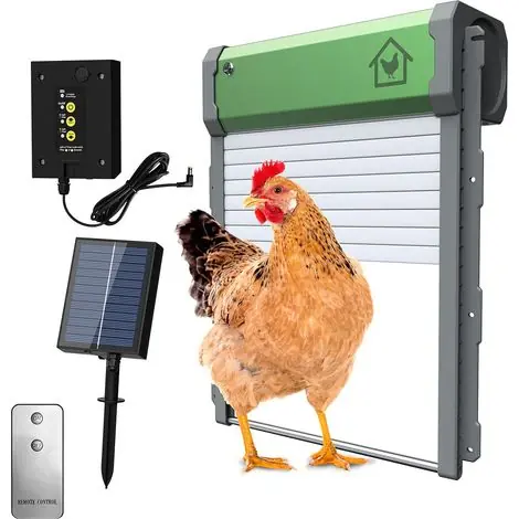 Aujourd'hui seulement | Ulisem – Porte automatique pour poulailler – Solaire, étanche, avec capteur de lumière – Minuterie matin et soir – Aluminium haute qualité